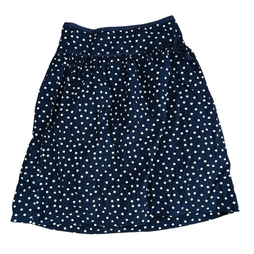 Y2K J Crew Skirt Womens Small Polka Dot Bow Navy Blue White Twee Indie Cute